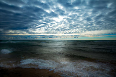 Lake Huron blue clouds reflected in  water Wall Art