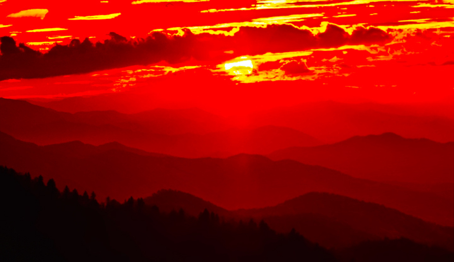 Red Sunset Waterknob Lookout Great Smoky Mountains