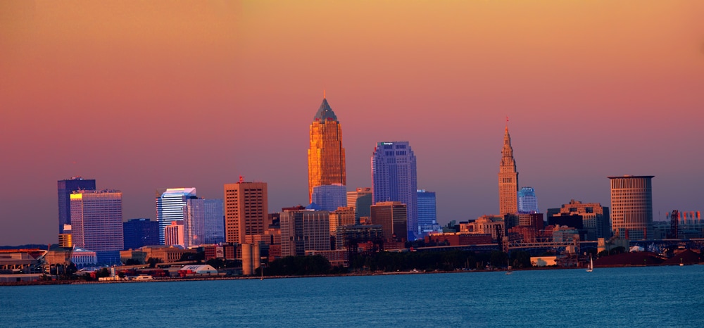 Lake Erie Sunset in Downtown Cleveland, Ohio