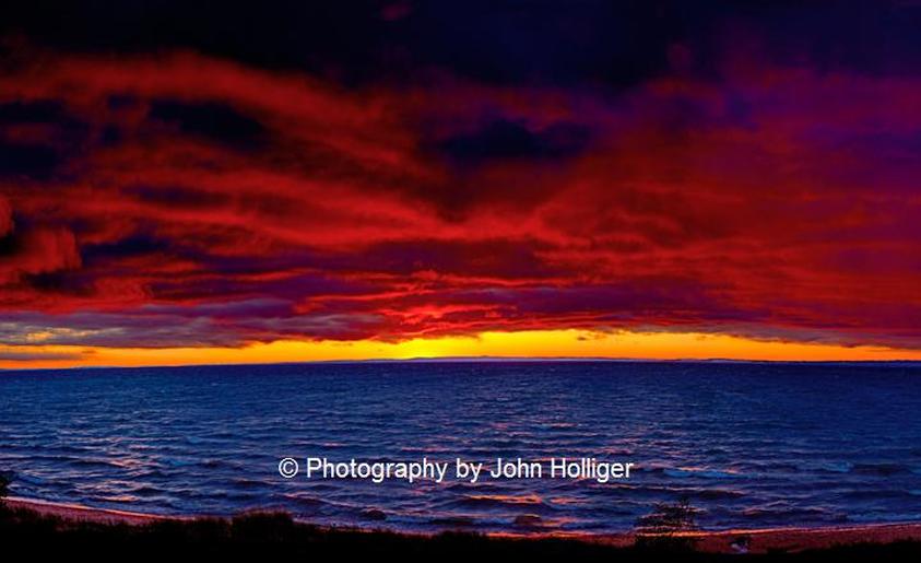 Sunset over Lake Michigan at Ludington Beach